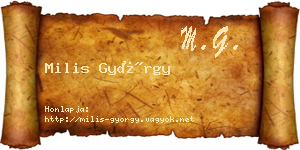 Milis György névjegykártya